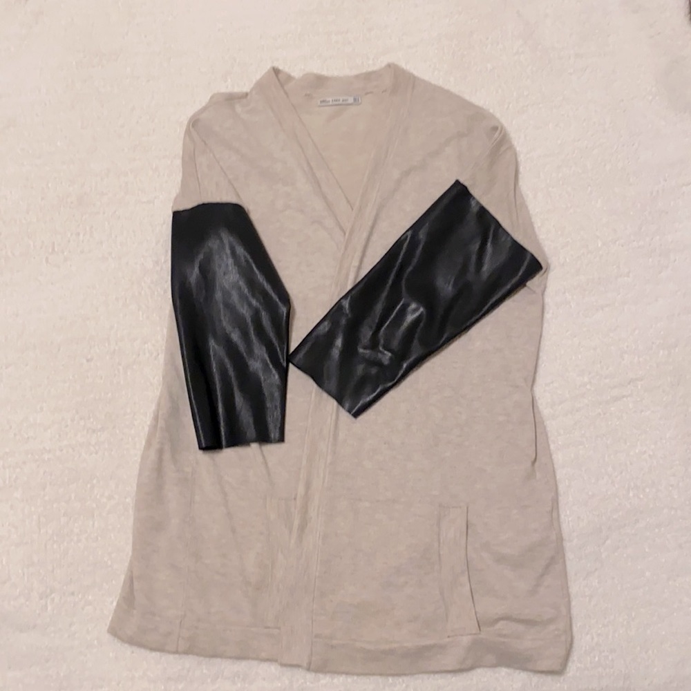 Zara Knit Leather Sleeve Cardigan